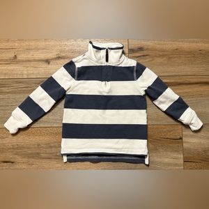 J. Crew - CrewCuts - Gray & Cream Striped 1/4 Zip Long Sleeve Shirt- 3 Toddler